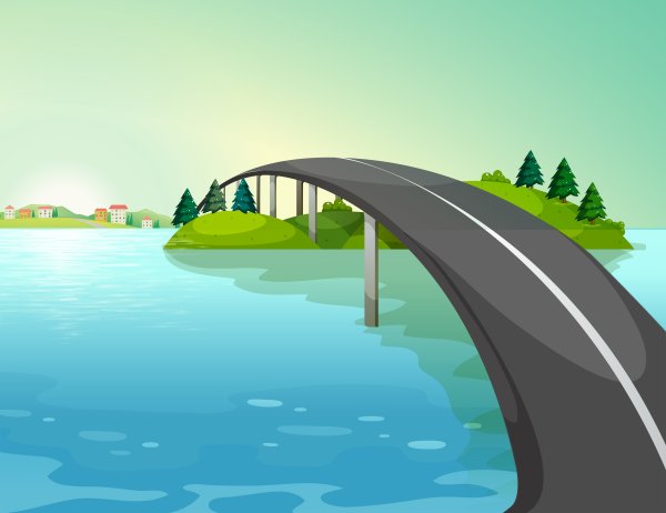 Фон с речкой и дорогой