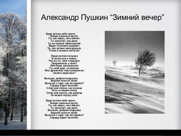 Зимний вечер Пушкин иллюстрации к стихотворению