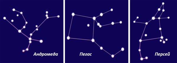 Созвездия Кассиопеи Цефея Андромеды Пегаса и Персея
