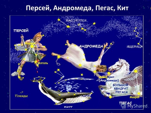 Созвездие Персея и Андромеды на небе