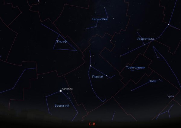 Созвездие Персея и Андромеды на небе