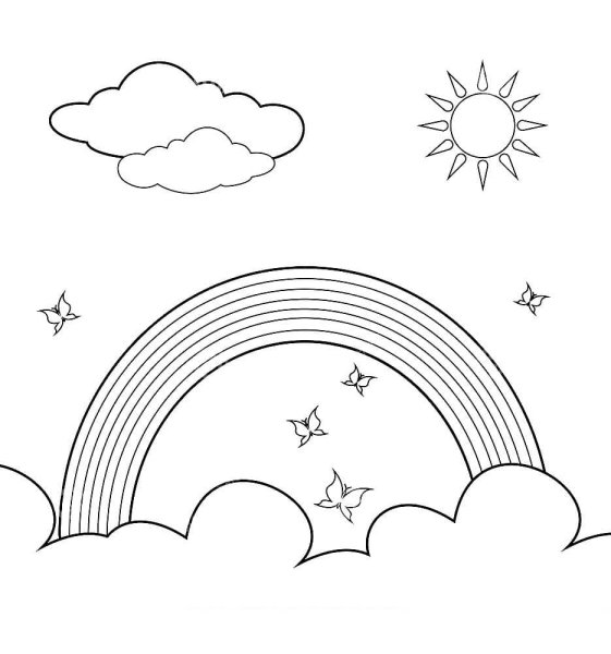 Раскраска небо с облаками