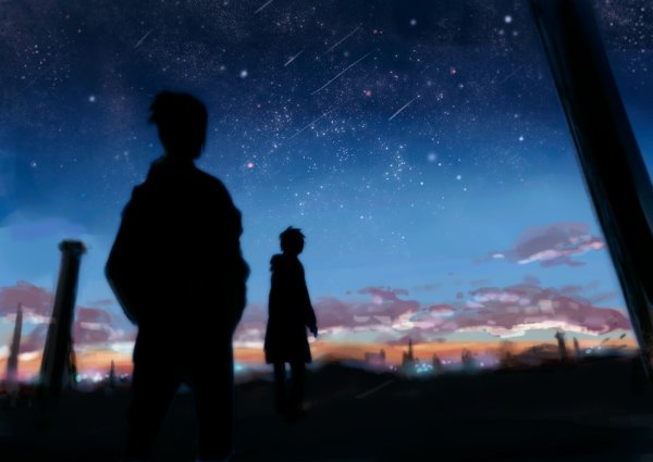 Ночное небо силуэт мальчик