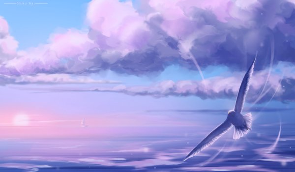 Птицы в небе арт