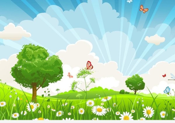 Зеленое дерево голубое небо