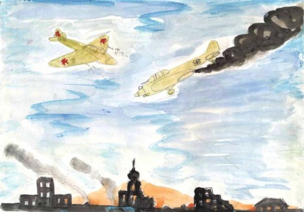 Рисунок ночной Таран Талалихина