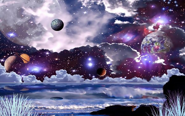 Звездное небо с планетами