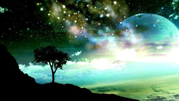 Звездное небо с планетами