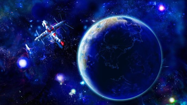 Звездное небо с планетами