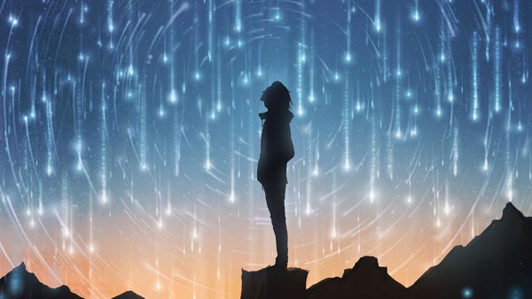 Девочка на фоне звездного неба