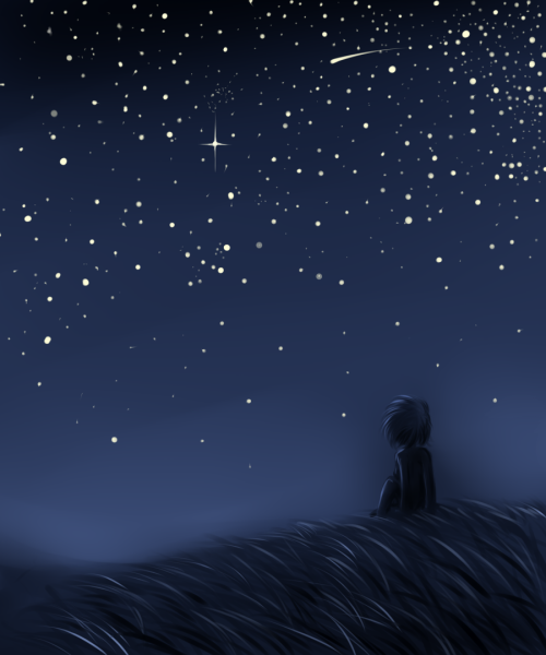 Девочка на фоне звездного неба