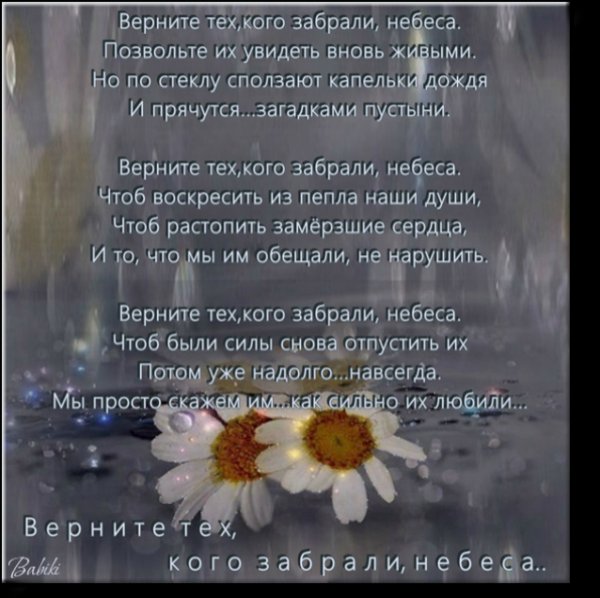 Вернуть бы тех кого забрали небеса стих