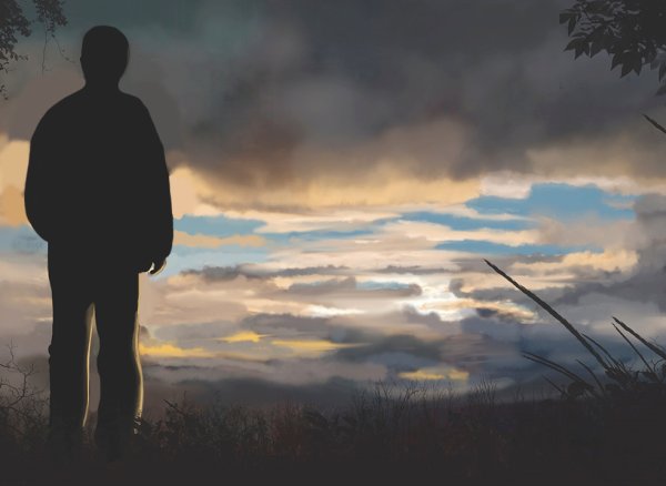 Парень смотрит в небо