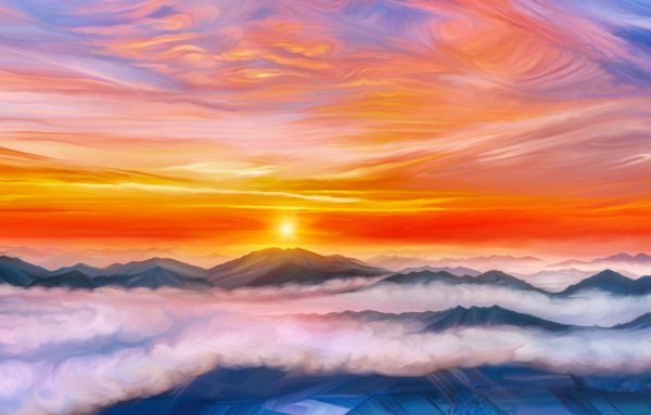 Синее небо живопись