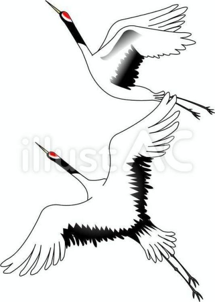 Журавль в полете трафарет