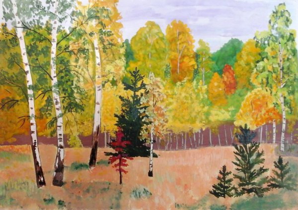 Рисование осеннее небо