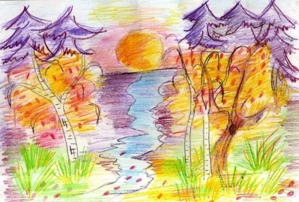 Уж небо осенью дышало рисунок к стихотворению