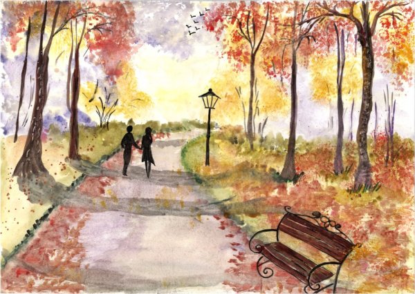 Рисование осеннее небо