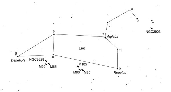 Созвездие Льва регул и Денебола