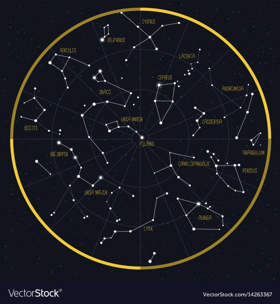 Карта созвездий звездного неба рядом с большой медведицей