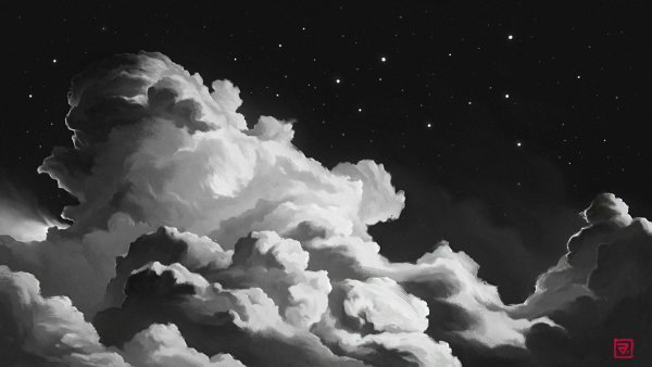 Облака на черном фоне