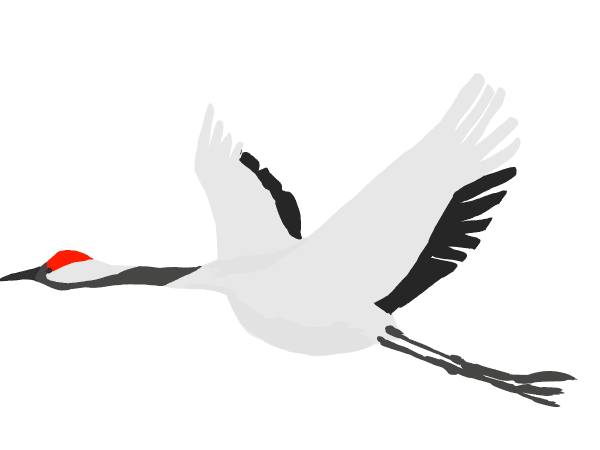 Журавль в полете трафарет