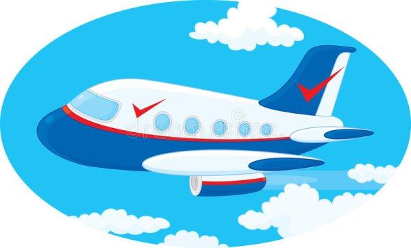 Мультяшный самолет в небе