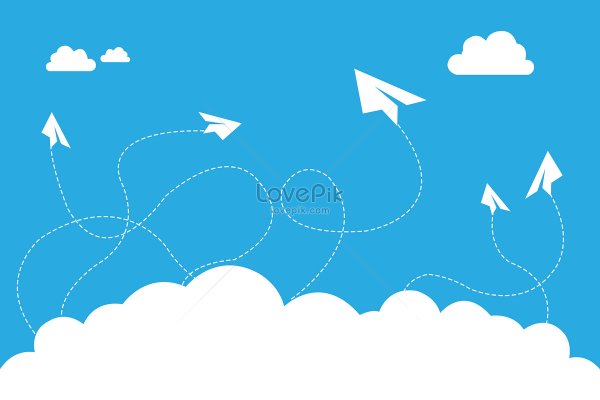 Небо облака самолетик бумажный