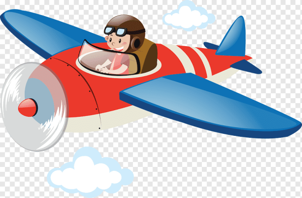 Мультяшный самолет с пилотом