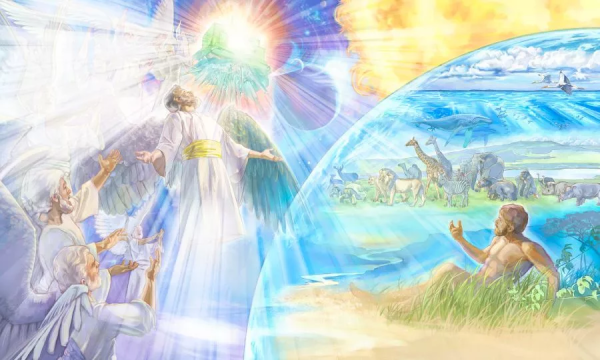 Девушка летает в облаках