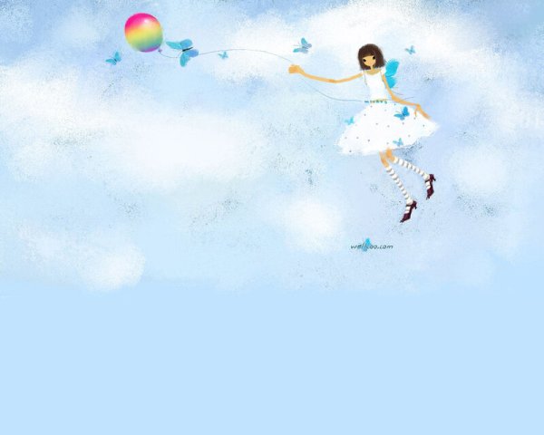 Девочка летает в облаках