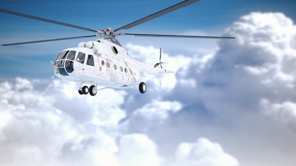 Вертолет ми8 над городом