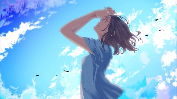 Девушка в небе арт