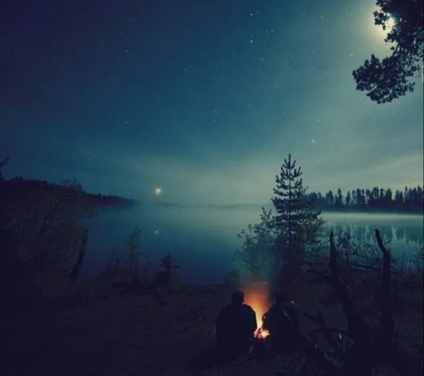 Костер под звездным небом