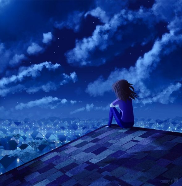 Девушка и звездное небо