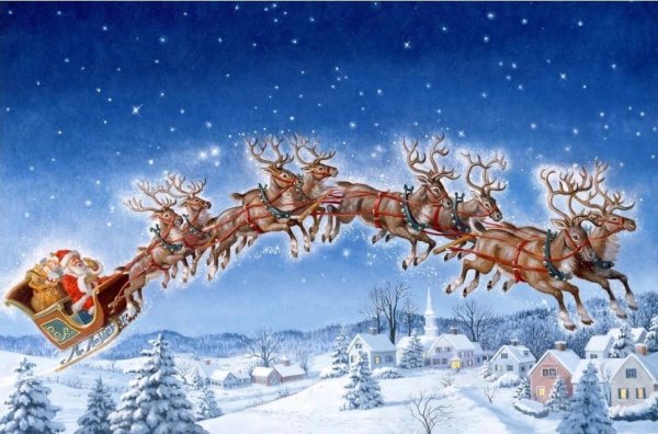 Сани Санты в небе