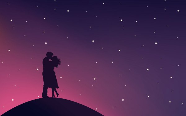 Влюбленные на фоне ночного неба