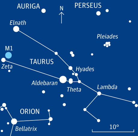 Схема основных звезд созвездия тельца