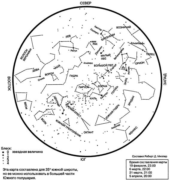 Контурная карта звездного неба Северного полушария