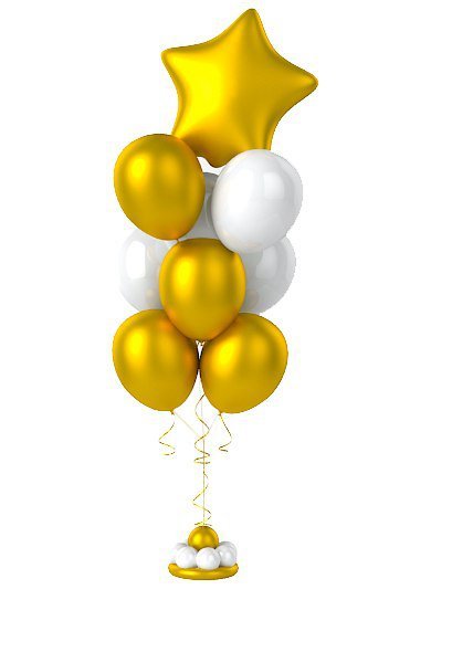 Фонтан из шаров бело золотой