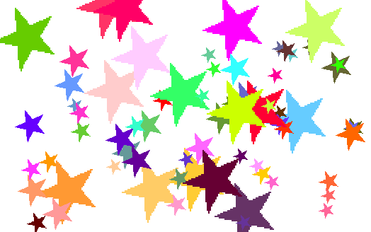 Разноцветные звезды на прозрачном фоне