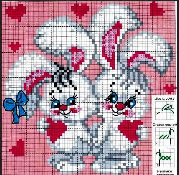Схема для вышивания крестиком заяц