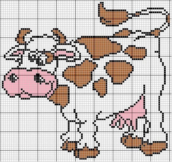 Вышивка корова