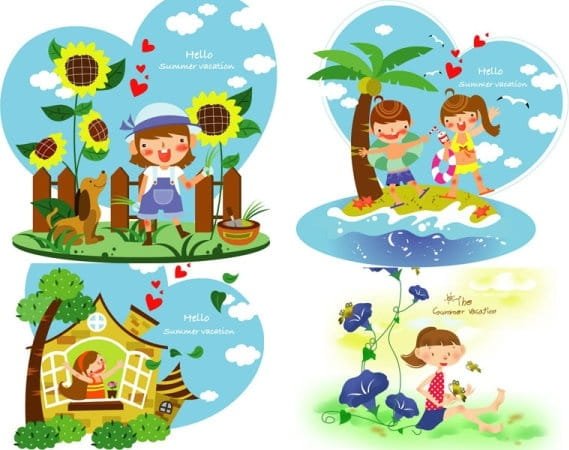Дети лето вектор