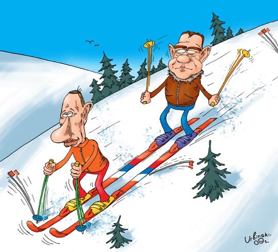Горные лыжи карикатура