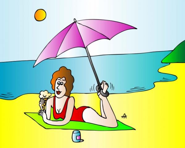 Карикатуры на отдыхающих на море