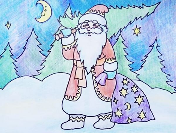 Дед Мороз с рыбой