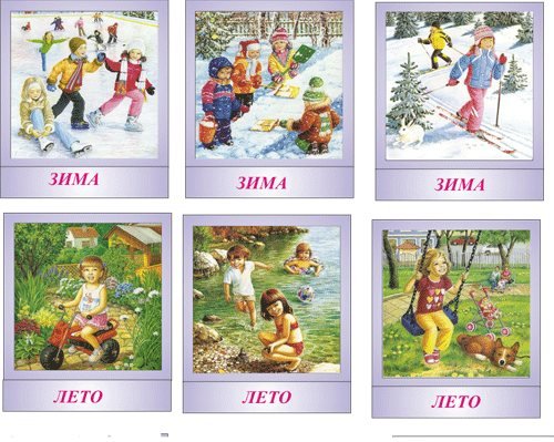 Детские карточки времена года