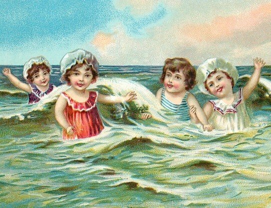 Дети на море старинные открытки