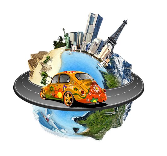 Земной шар с машиной
